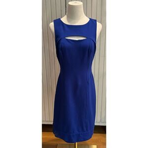 Vince Camuto Royal Blue Sleeveless Midi Dress with Front Cutout